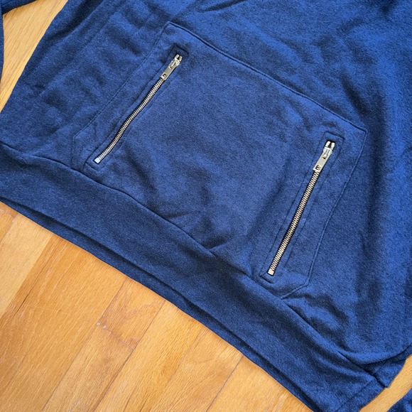 Aviator Nation Hoodie XL Navy Blue Funnel Neck Fleece Sweatshirt Zip Pocket - Picture 6 of 10